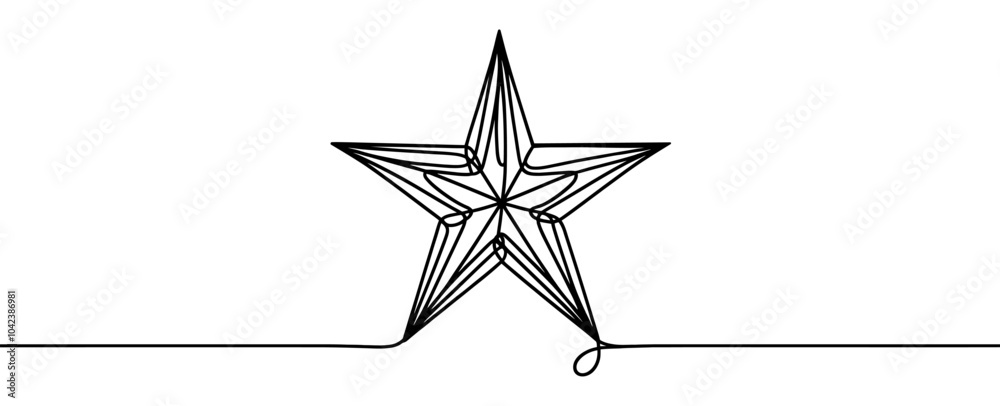 Canvas Prints continuous linear drawing of star. one line drawing star. star in one line style. vector illustratio