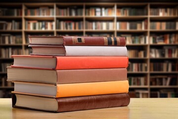 Reading books on shelf in school library