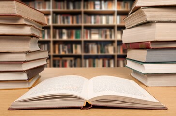 Reading books on shelf in school library