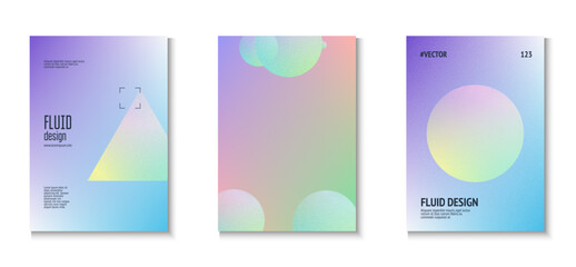 Fototapeta premium Holographic Shape. Violet Grainy Abstract Set. Vibrant Elements. Grain Triangle Design. Hipster Placard. Gradient Background. Aesthetic Space Illustration. Pink Holographic Shape