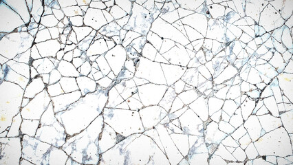 Obraz premium Bright cracked stone texture with white and light blue hues, offering a clean and modern backdrop, ideal for fresh design templates, banners, and wallpapers