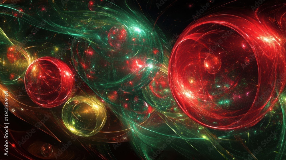Poster an enchanting display of abstract shapes resembling christmas ornaments and shimmering lights in bol