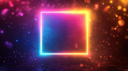 Obraz premium Bright Neon Square Illustration with Colorful Effects