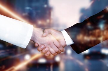 Smart logistics. Businessman handshake for  investment deal
