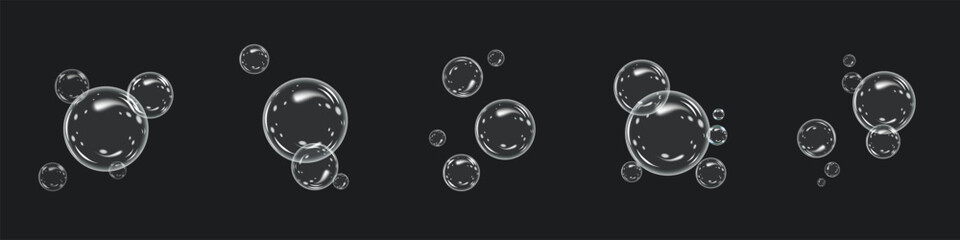 Soap bubble icon.Realistic, transparent soap bubbles with glare. Soap foam effect. Vector illustration.