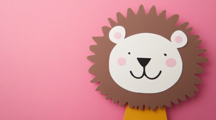 Fototapeta premium Happy 3D Lion on Soft Pastel Pink Background