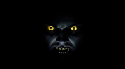 Naklejka premium Grotesque Face Emerging from Darkness