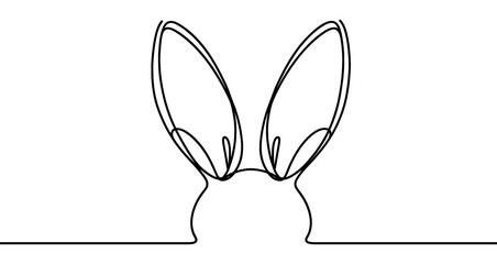 Continuous line drawing of a rabbit looking up