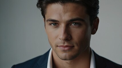 Obraz premium Portrait of handsome successful young businessman model closeup