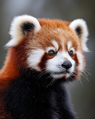 Mystic portrait of baby Giant Panda, copy space on right side, Headshot, Close-up View, isolated on white background