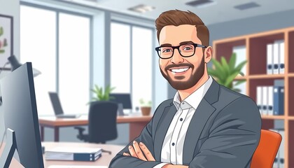 Obraz premium Smiling Businessman as Internal Auditor