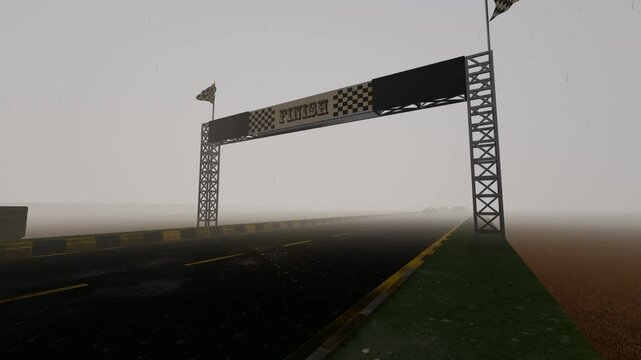 Race Cars Crossing the Finish Line