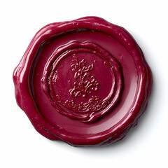 Burgundy Wax Seal Stamp with Floral Pattern on White Background
