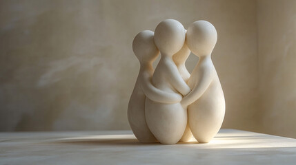 A minimalist 3D illustration symbolizing family love and mental health support, perfect for wellness themes, family events, and social initiatives.