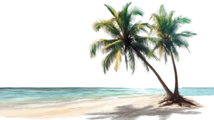 A solitary palm tree on a white background, perfect for a tropical beach vibe