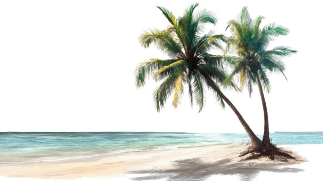 A solitary palm tree on a white background, perfect for a tropical beach vibe