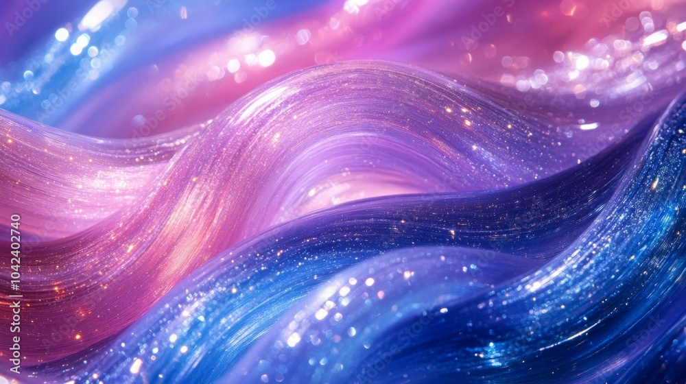 Aufkleber the vibrant display features waves of purple and pink hues, interspersed with glimmering particles t