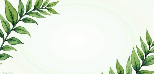 A beautiful watercolor illustration featuring green leaves on a soft background, ideal for natural themed designs, invitations, or eco friendly branding.