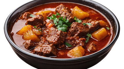 A hearty beef stew with potatoes, carrots, and vegetables, perfect for a comforting dinner