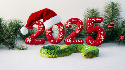 New year 2025. Green snake.
