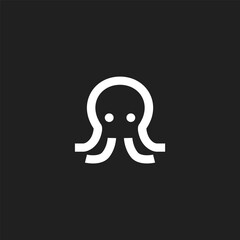 simple minimalist flat bold line modern squid octopus logo vector illustration