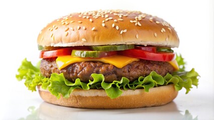 Delicious hamburger isolated on white background