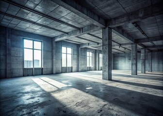 Abandoned Concrete Interior - High Depth of Field Empty Room Photography for Modern Architecture and Design