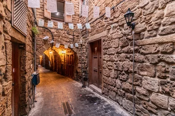 SIDON, LEBANON - 23 JULY, 2022: Narrow alley in the old town of Sidon, Lebanon