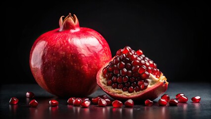 Delicious pomegranate and pealed seeds