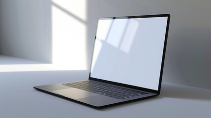 Fototapeta premium A sleek laptop with a blank white screen, perfect for adding your own content.