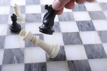 chess board and chess pieces