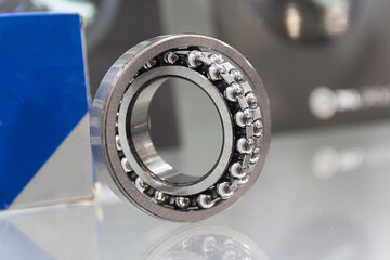 A modern ball bearing on display in close-up