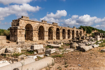Fototapeta premium Roman aqueduct at Al Bass archaeological site in Tyre, Lebanon