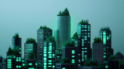 Green Cityscape Night