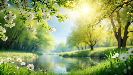 Depth of Field background with focused natural spring and summer