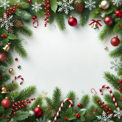 Christmas Branches Border with Christmas Decorations to put your Christmas message