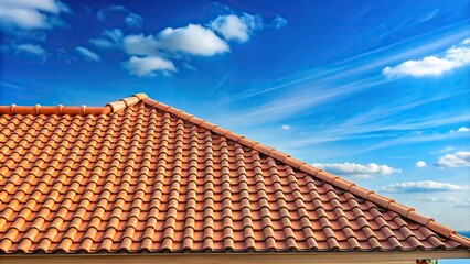 Naklejka premium Depth of field composite roof tile on house against blue sky
