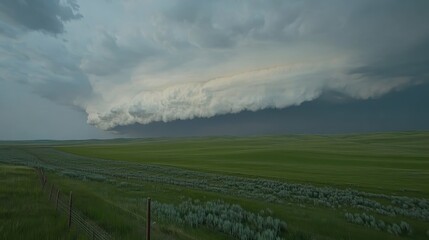 Dramatic Cloud Formation Over Open Field