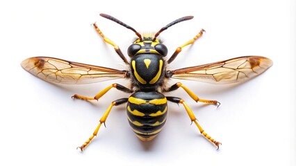 Depth of field image of wasp isolated on white background