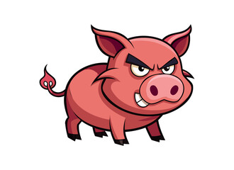 Fierce Cartoon Pig Illustration for Farm and Animal Character Designs