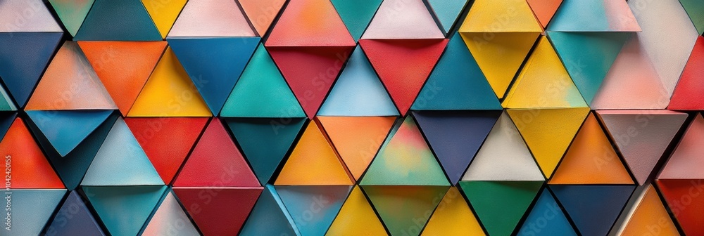 Aufkleber Colorful triangular patterns create a striking geometric abstraction with vivid hues blending together harmoniously. Generative AI