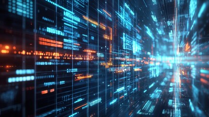 Abstract digital data flow in a futuristic design