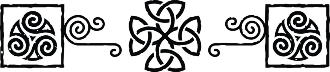 Celtic Tribal Spiral Header - Square Ends - Celtic Triquetra Knot