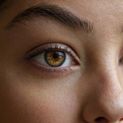 Fototapeta premium Close-up of a Girl's Eye with Detailed Iris and Expressive Glance