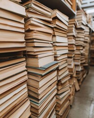 Naklejka premium Stacked Books in a Library or Archive Setting