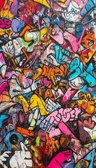 Fototapeta premium Graffiti on the wall. Urban wallpaper. AI