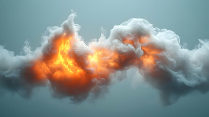 Dramatic clouds illuminated by fiery orange hues.