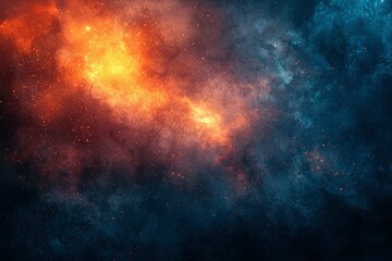 A fiery nebula with scattered stars in a dark, cosmic background.