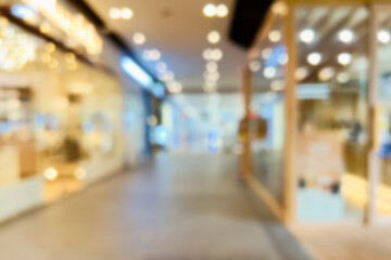 Blurred background bokeh of light in the department store.