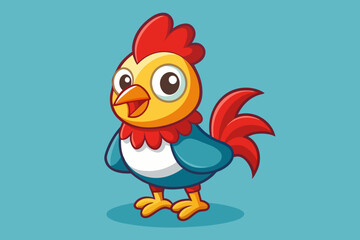 cute rooster vector art illustration